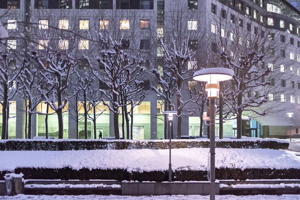 La Defense sous la neige 